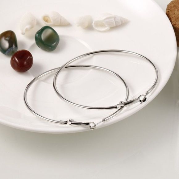 CLEARANCE SALE Women's Big Silver Circle Hoop Bohemian Pierced Fashion Earrings - Picture 2 of 6